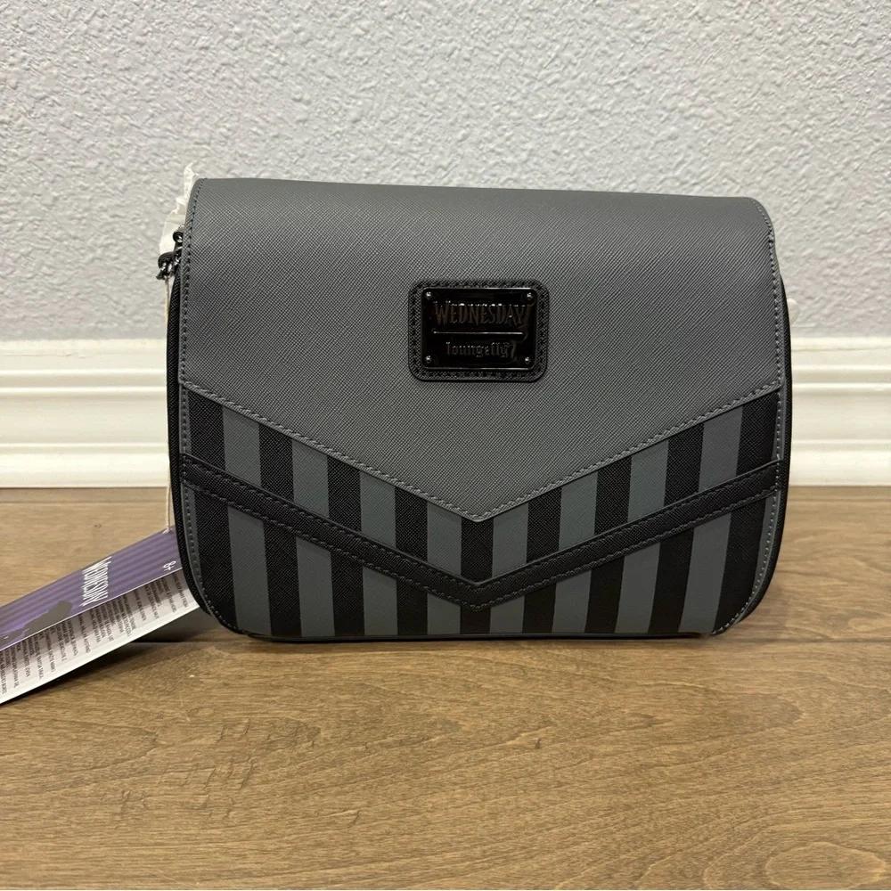 Loungefly Wednesday Addams Exclusive Nevermore Crossbody Bag - Picture 7 of 12